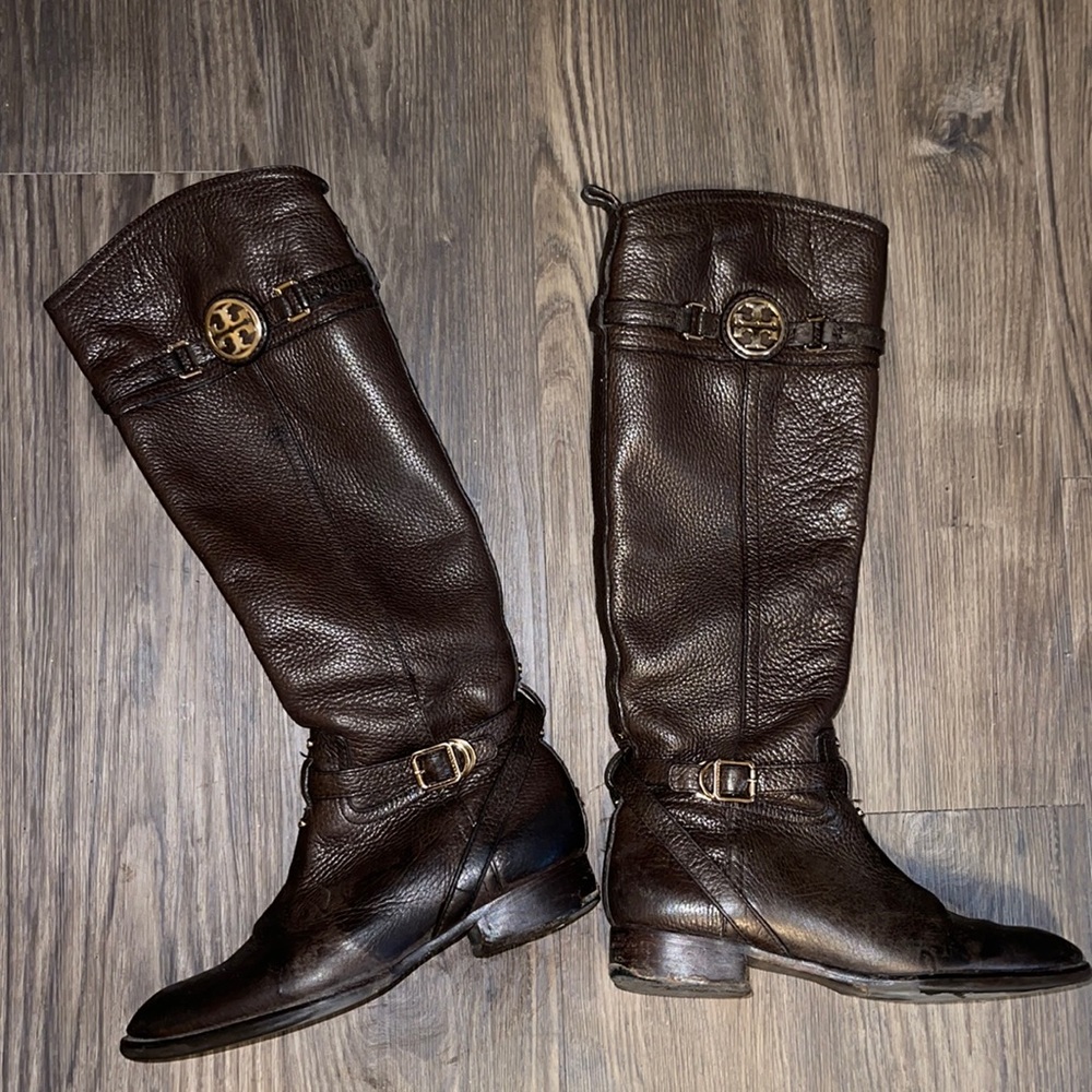 Tory Burch Tumbled Leather Brown boots..